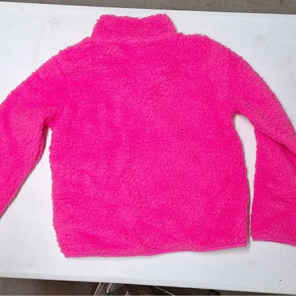 NEW! Kids' Faux Shearling Half Zip-Up Pullover Pink Girls Soft Winter Warm Top